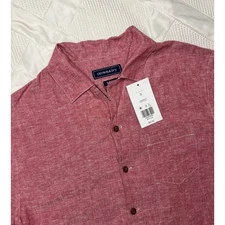 Crown & Ivy Mens Rose Rouge Short Sleeve Button Up Classic Fit Shirt