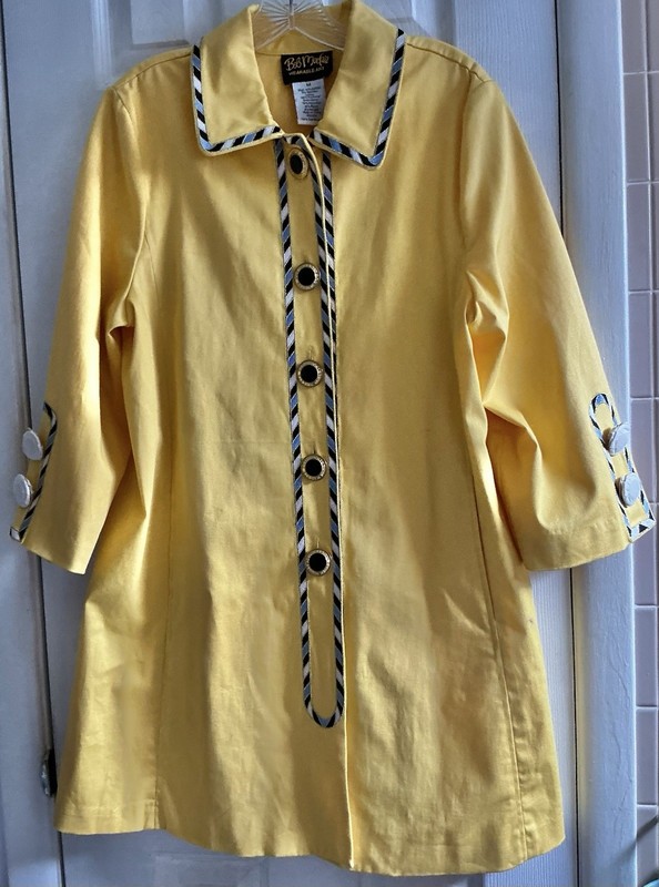 Bob Macki Wearable Art Yellow Jacket 3/4 L Button Down Never Worn