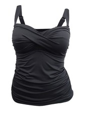Anne Cole Women's Plus Twist-Front Strapless Tankini Top 22W, Black