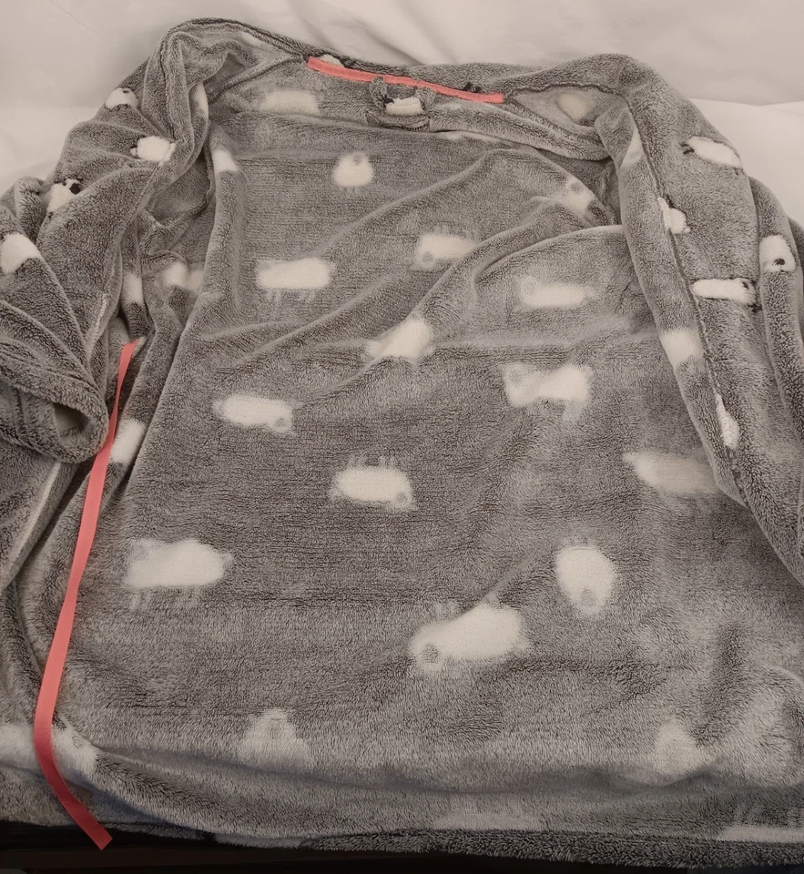 Bata polar Dearfoams para mujer talla L/XL ovejas/corderos Foto 3 de 4