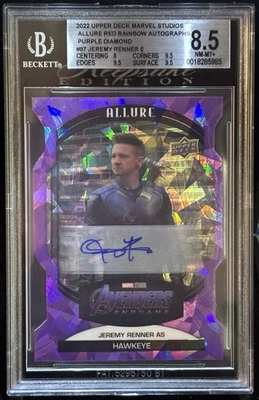 2022 Upper deck Marvel Allure Purple /10 Jeremy Renner Hawkeye Auto Avengers - Photo 1/2