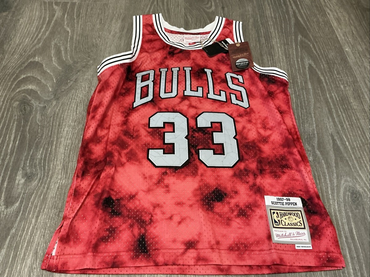 Mitchell & Ness #33 Pippen Chicago Bulls Red Galaxy Jersey Men