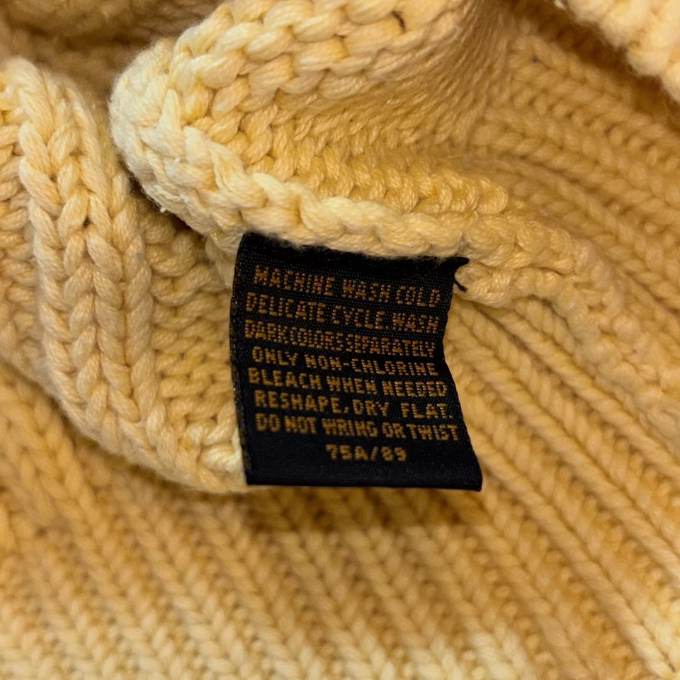 Suéter de Colección Eddie Bauer Para Hombre Talla XL Amarillo Tejido con Cable Cuello en V Foto 4 de 4