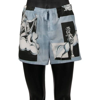 Pantalones cortos de algodón DOLCE & GABBANA DG Logo Gio Ponti azul blanco - Imagen 1 de 4