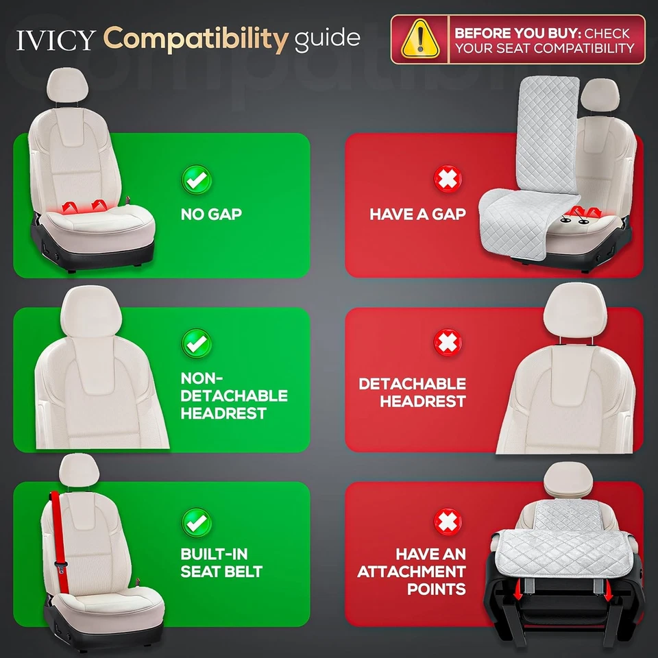 Чехол на автомобильное сиденье из искусственной замши для автомобилей - мягкий и нескользящий - передний автомобиль серый WS SU - Изображение 4 из 4