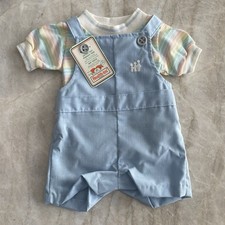 Vtg Health-Tex Cotton Blend 12 Months Snap Crotch Overall Shorts Outfit NOS NWT