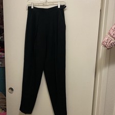 Vintage Liz Claiborne Womens Black Trousers Pants Size 6 100 Wool 25x30 USA