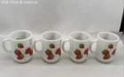 Anchor Hocking 4 Piece Set Strawberry Shortcake Milk Glass Mugs 301 Vintage 1980