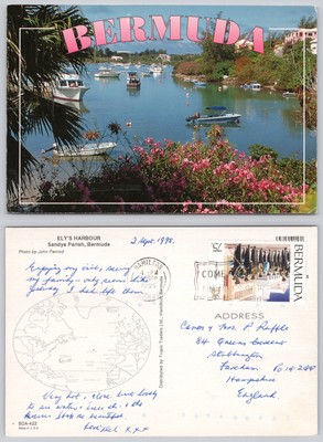 c30371 Ely's Harbour Bermuda Postkarte 1995 Stempel