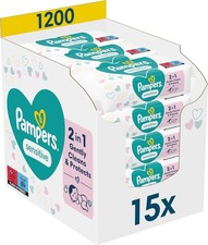 Pampers Sensitive Feuchtt&uuml;cher 15 Packungen mit 80 St&uuml;ck, 1200 Feuchtt&uuml;cher