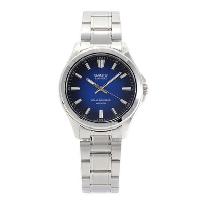 Casio MTS-RS100D-2A Solar Saphir Edelstahl blaues Zifferblatt Powered WR 50M
