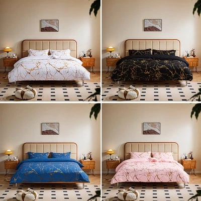 Marble Bedding Set,3pcs Luxury Duvet Cover with Zipper, Single/Double/King Size
