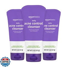 Amazon Basics Acne Cleanser Face Wash - Daily Control, Maximum Strength 10% B