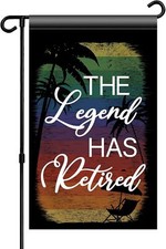Happy Retirement Garden Flag - The Legend Has Retired Party Door Multicolor