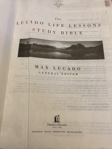 Lucado Life Lessons Study Bible 2010 NKJV Black Leather Nelson 5105B - Foto 5 di 13