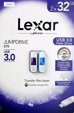 Lexar 32GB JumpDrive S75 USB 3.0 Flash Drive External Storage Up to 150 MB 2/Pak