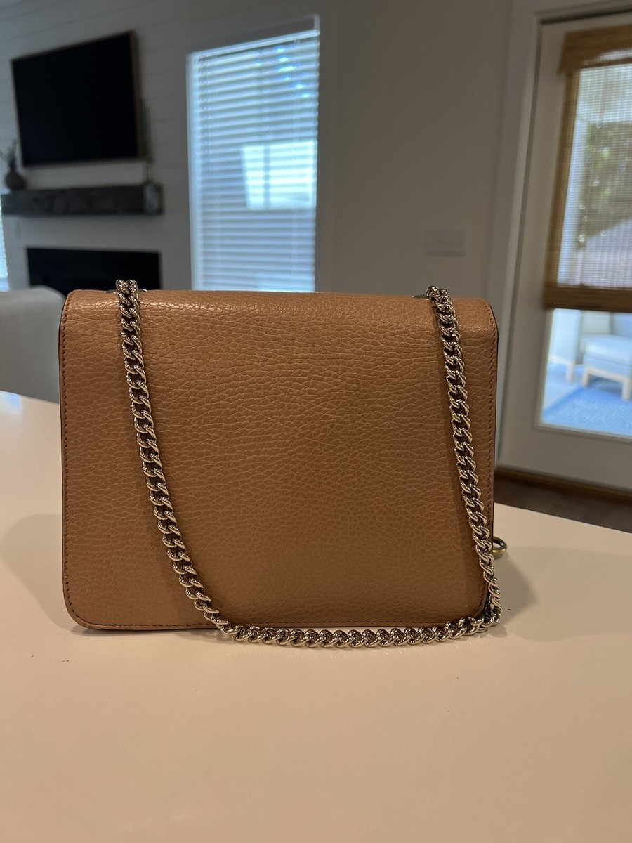 Gucci Interlocking Small Leather Shoulder Bag Women's Beige