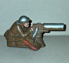 Vintage Barclay toy soldier. Machine Gunner cast helmet. Excellent Paint