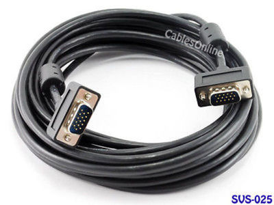 25 feet Ultra-Slim Super-VGA (HD15) M/M Monitor Cable