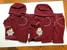 Lot of 2 Baby Boy Twin 3 M Carter's Fall Winter Fleece Hoodie/Jacket  Pants