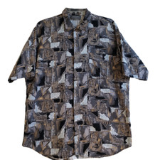 Triumph Of California Shirt Mens Large Brown Short Sleeve Paisley Button Up VTG