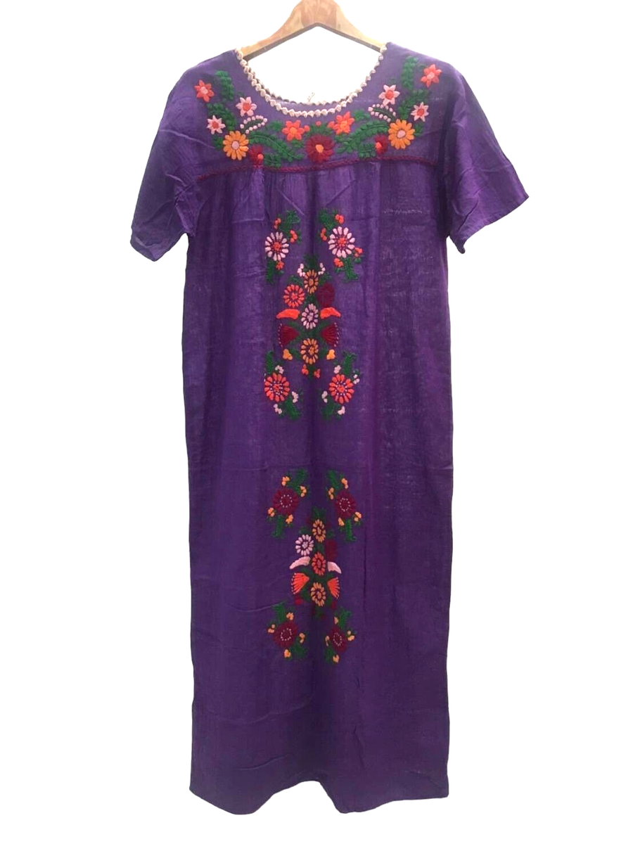 green emerald velvet dress Hello Yellow 70s Mexican Oaxacan Embroidered Dress  Medium