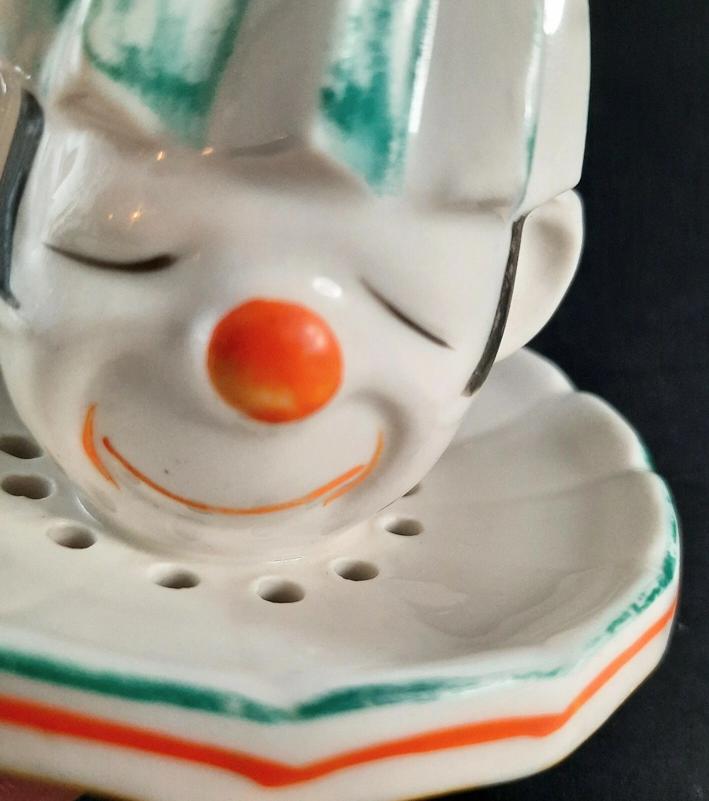 Antique Lemon Juicer REAMER CERAMIC CLOWN HEAD CIRCUS JAPAN RARE FIND 3.5"X3.5"