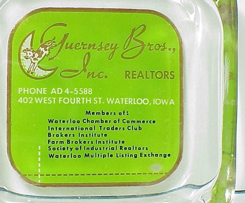 Guernsey Bros Realtors ashtray  - Waterloo, IA