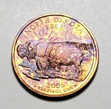 TONED 2006 S NORTH DAKOTA STATE QUARTER CLAD PROOF UNC #C2759