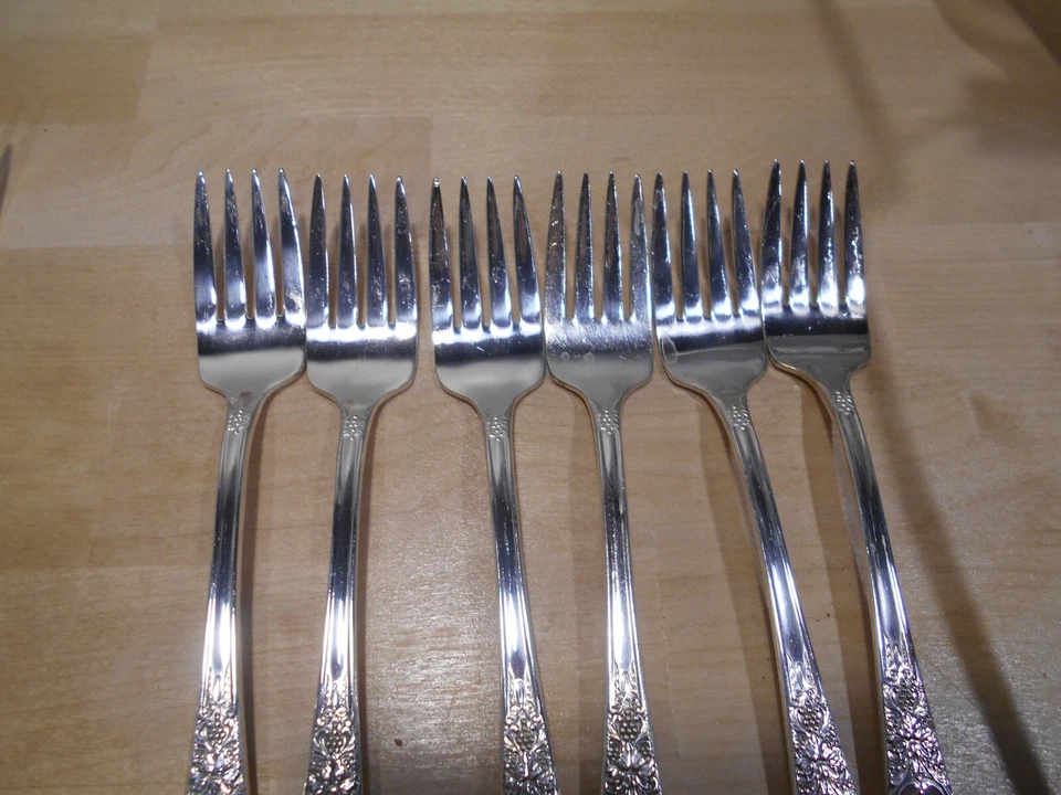 6 tenedores de ensalada o postre Rogers 1934 BORGOÑA/CHAMPAIGNE 7081 patrón Foto 3 de 3