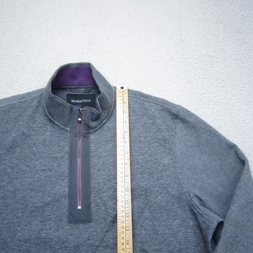 Bugatchi 1/4 Zip Mens 2XL Gray Fleece Stretch Casual Preppy Golf - Picture 6 of 11