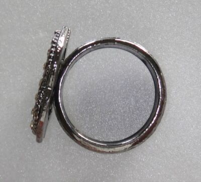 CHANEL Ring CoCo Mark Pink Rhinestone CC Logo US 6.25 Silver