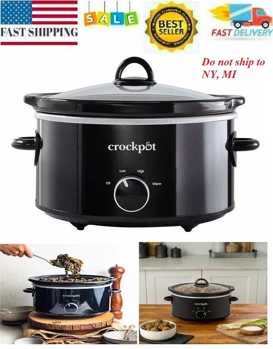 CrockPot Slow Cooker Crock Pot 4 qt Oval Black Stoneware Dishwasher-Safe  For 4+