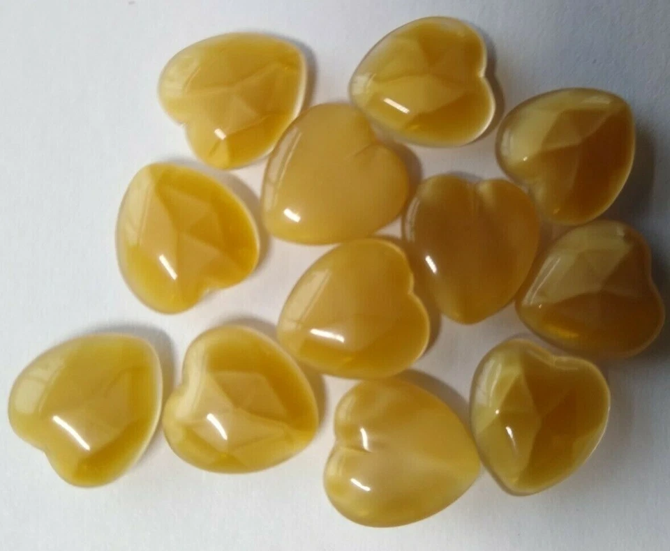 12 cabujones de vidrio translúcido tostado en forma de corazón 12 mm vintage nuevo stock antiguo años 50 Foto 2 de 4