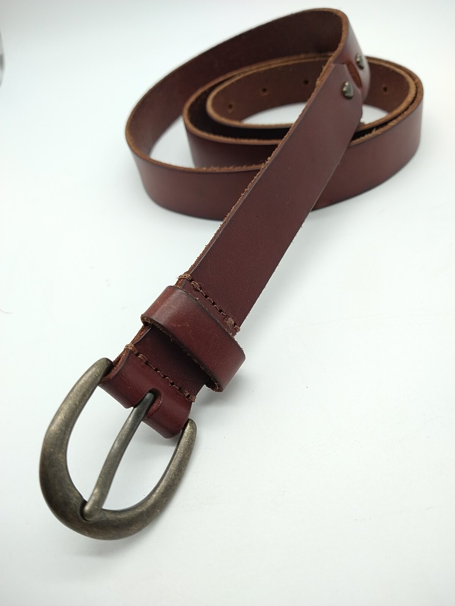 Fat Face Leather Belt Brass Hearts Buckle Women's Size Large