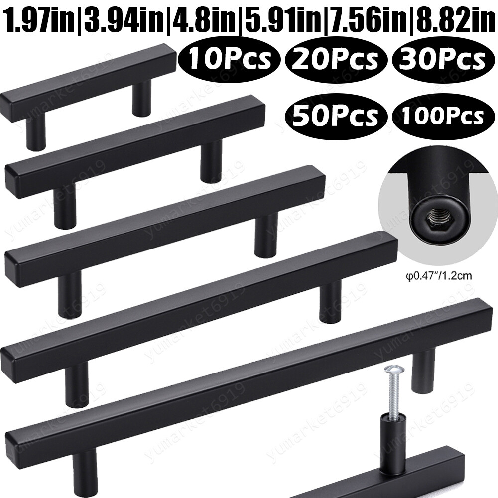 Matte Black Kitchen Cabinet Door Handles Dresser Drawer Pull Stainless  Steel Lot | eBay