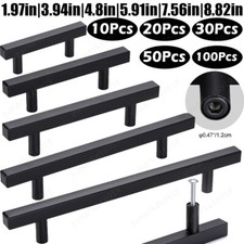 Matte Black Kitchen Cabinet Door Handles Dresser Drawer Pull Stainless Steel Lot