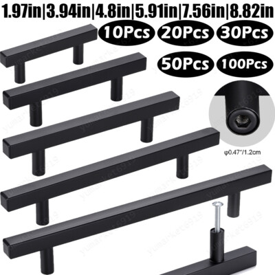 Matte Black Kitchen Cabinet Door Handles Dresser Drawer Pull Stainless Steel Lot