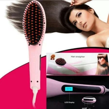 Creative Hair Straightener Brush w/ LCD Display - Pink - Brand New in Box