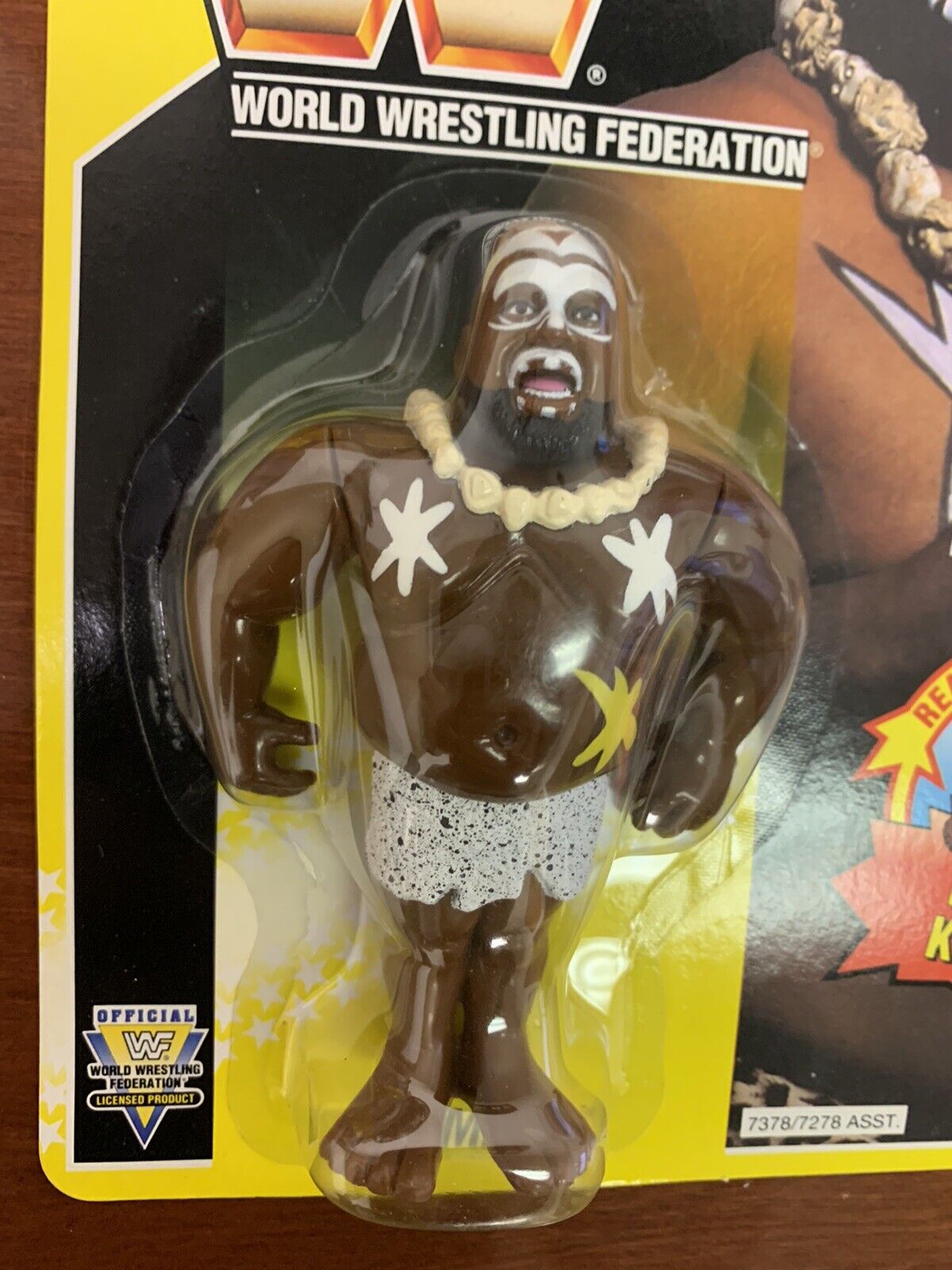 Hasbro WWF Kamala w/moon on belly MOC. CAS graded