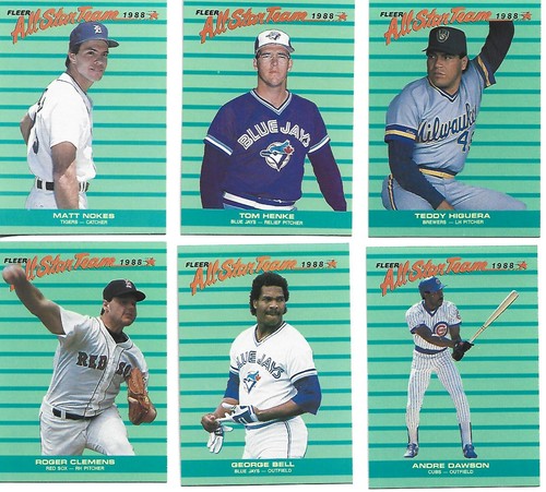 1988 Fleer Baseball All-Star Team Complete Set 1-12 (Clemens/Boggs/Molitor)