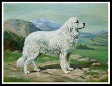 PYRENEAN MOUNTAIN DOG LOVELY VINTAGE STYLE ART PRINT POSTER