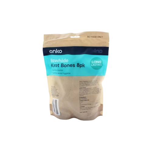Pet Treat Rawhide Knot Bones 8 Pack Dog Puppy Treats Chews* - Picture 2 of 2