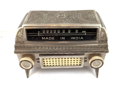 FRED ZIMBALIST Music Box Hand Etched Silver RADIO Swiss Thorens Movement