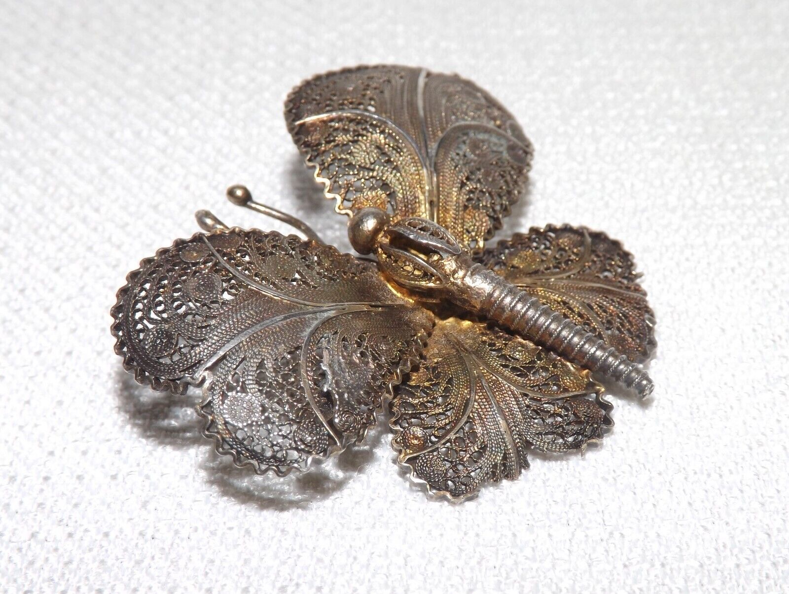 Topazio Portugal Vintage Filigree Butterfly Brooc… - image 14
