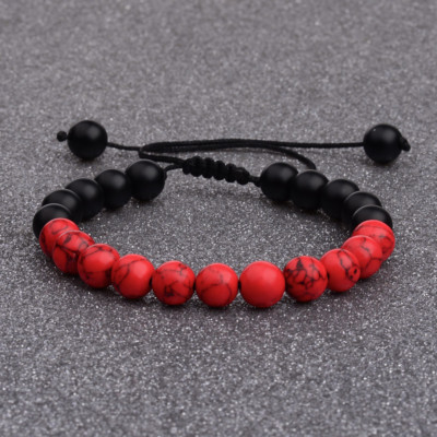 Yoga Red & Black Matte Agate Beaded Bracelets Mala Energy Bracelets Jewelry Gift