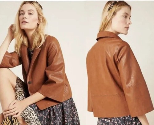 Anthropologie Vegan Faux Embroidered Leather Hayden Jacket Sz M $148 NWT - Picture 3 of 9