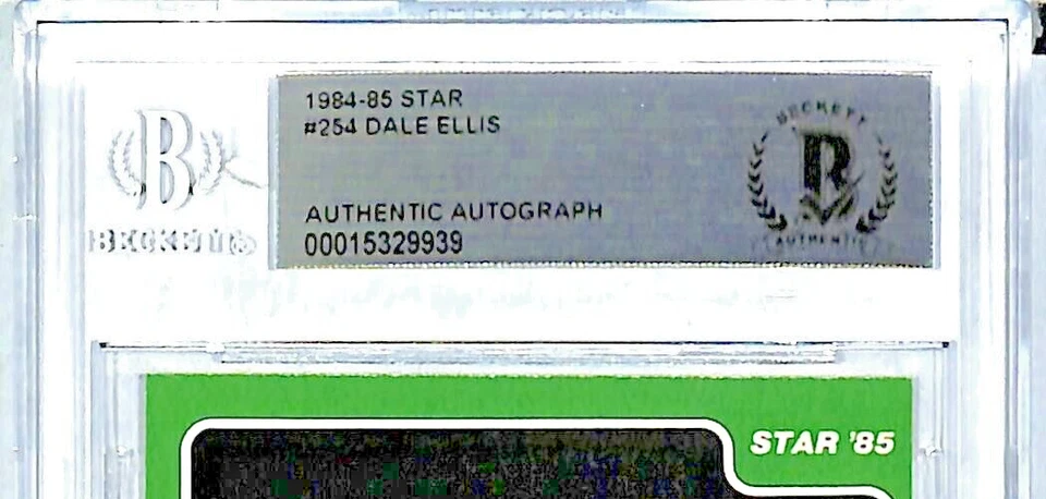 1984-85 年明星 DALE ELLIS 小牛队签名亲笔签名卡 #254 贝克特 BAS Slabbed — 第 2/3 张图片
