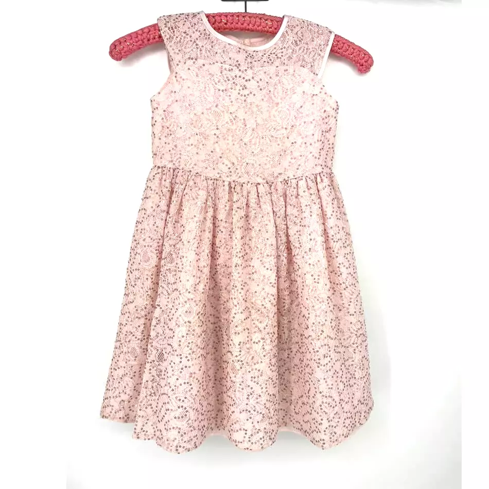 Mia and Mimi Light Pink Fit and Flare Lace Sequin Dress Size Small