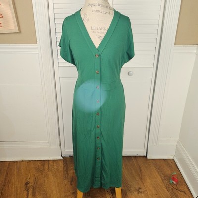 NWT J Jill Womens Clover Green Versatile V Neck Dress Large Petite St Patty's